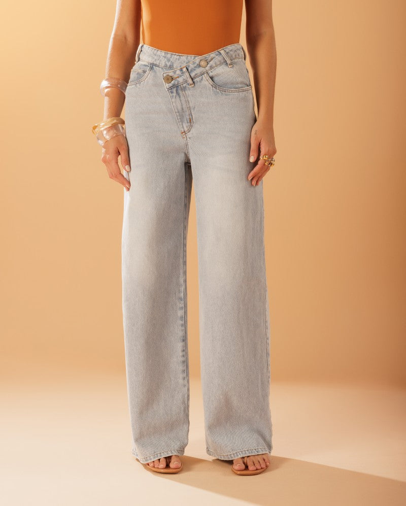 Blue Asymmetric Denim Pants