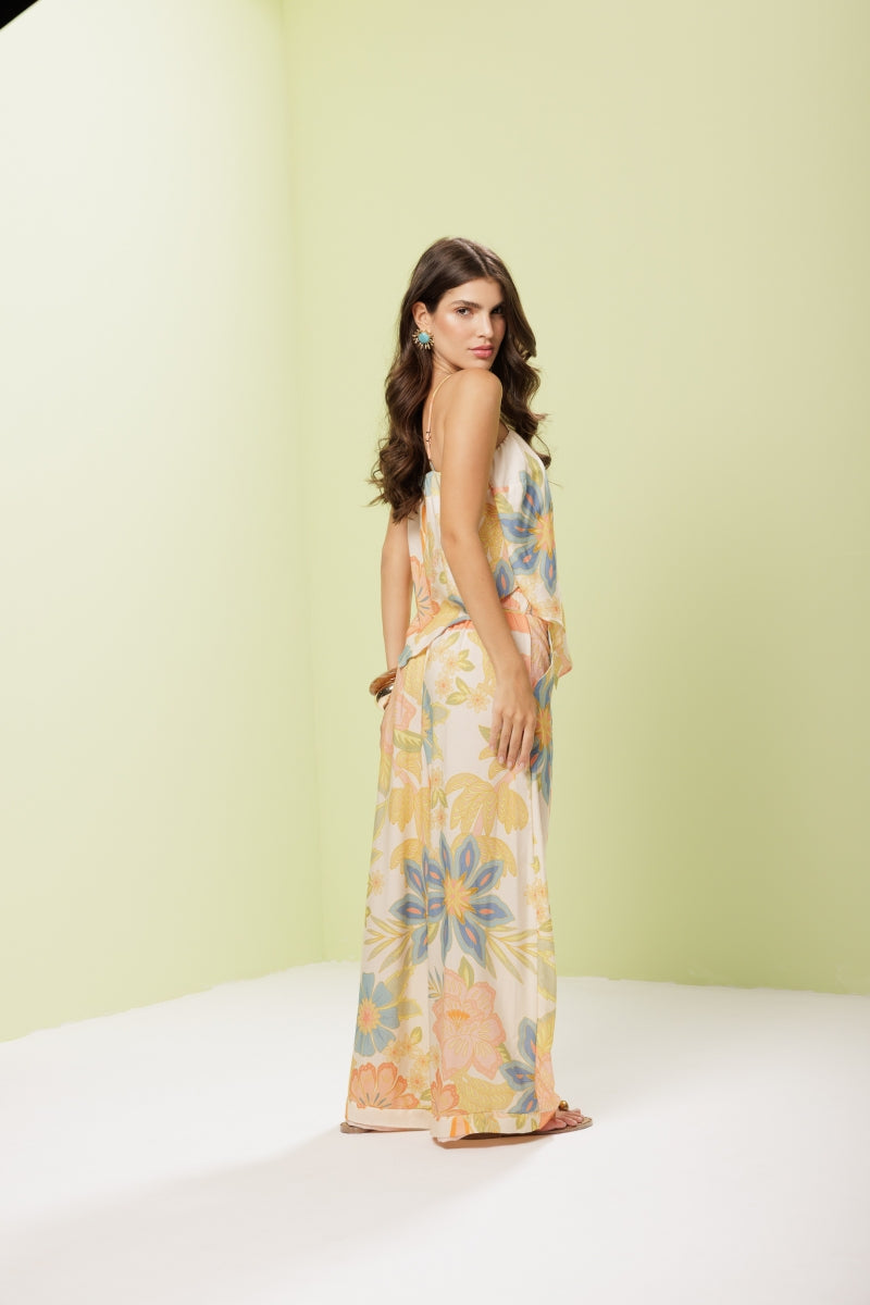 Tropical Floral Scarf Tank Top