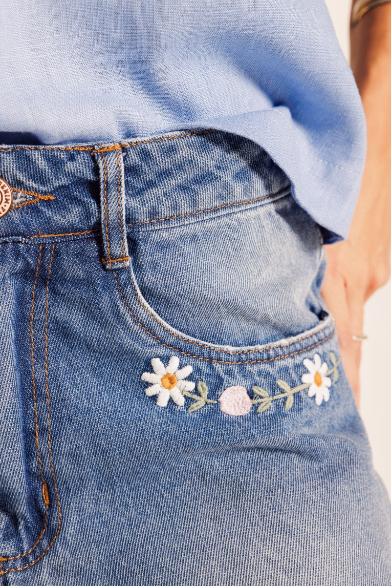 Star Gold Denim Shorts