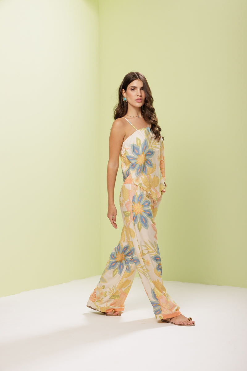 Tropical Floral Scarf Tank Top