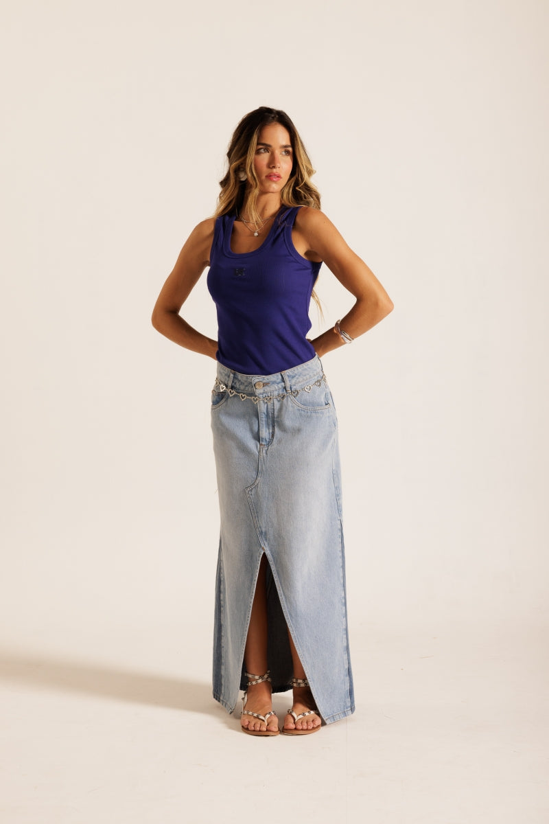 Royal Blue Embroidered Tank Top