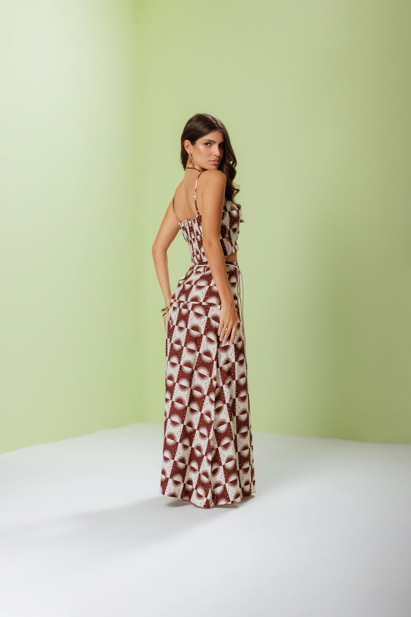 Solar Brown Midi Skirt
