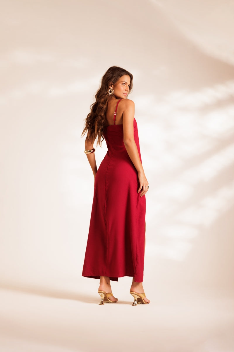 Wet Red Cutout Dress
