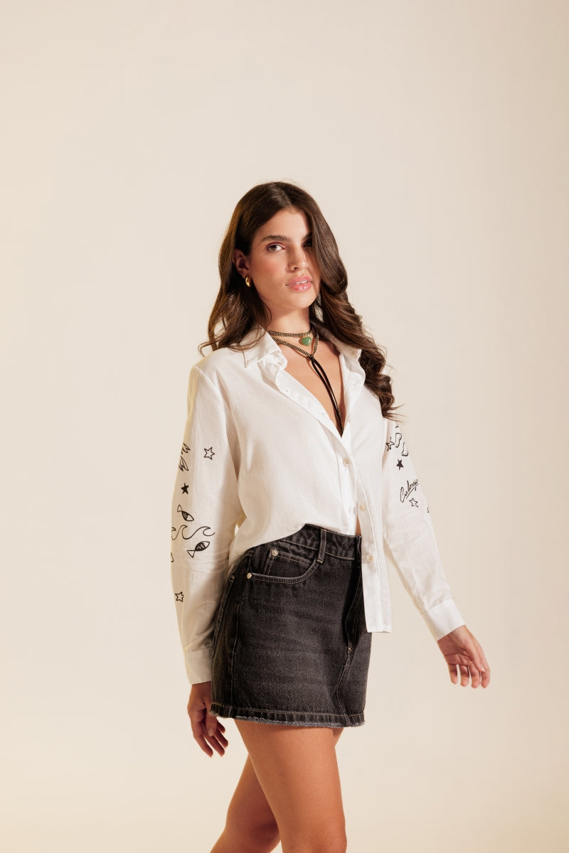 Black Curve Jeans Mini Skirt
